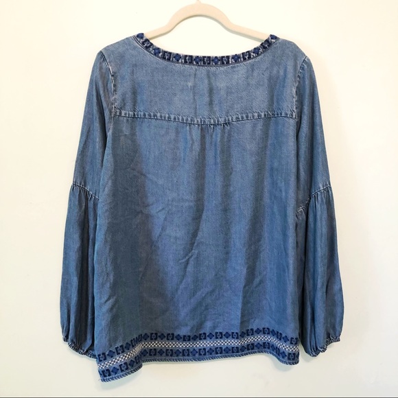 Southern Tide Brinkley Blouse Chambray Tassels Ruffle Sleeve Sz M NWT Great Gift - Picture 14 of 14